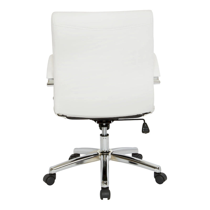 Chaise de bureau à dossier bas en similicuir avec accoudoirs et piètement chromés - individuelle