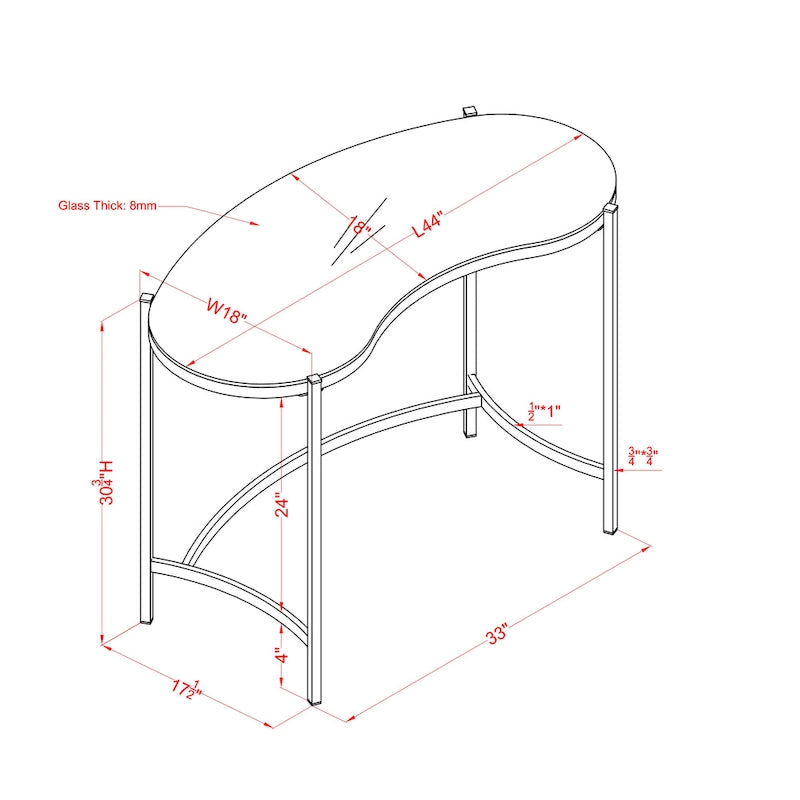 Bureau d'ordinateur en verre Allade Modern Gold de 44 po par Furniture of America