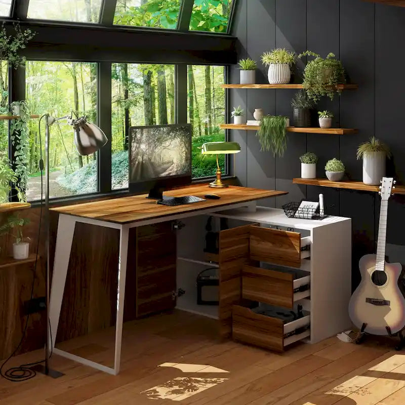 54.3 Kerrogee Bureau Informatique d'Angle avec Armoire Réversible