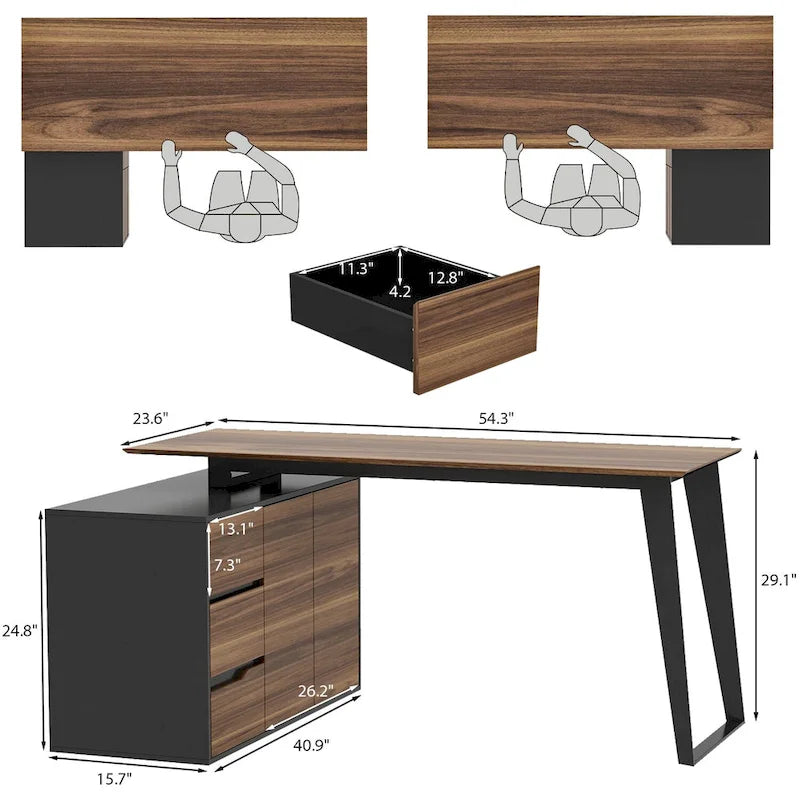 54.3 Kerrogee Bureau Informatique d'Angle avec Armoire Réversible