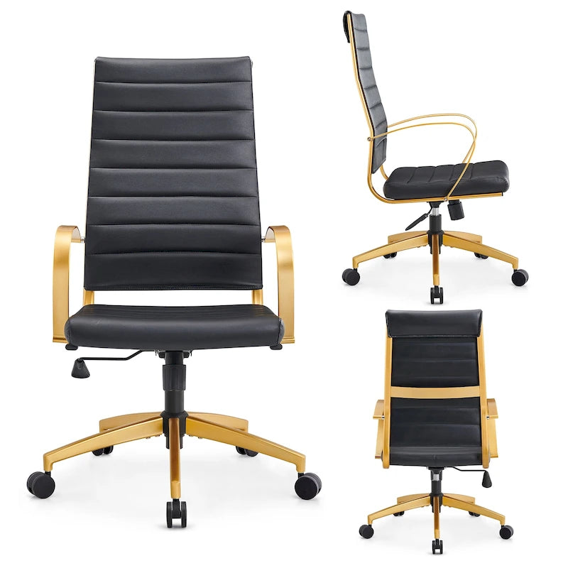 CAROCC Chaise de Bureau Informatique Côtelée, Réglable, Pivotante, Dossier Haut