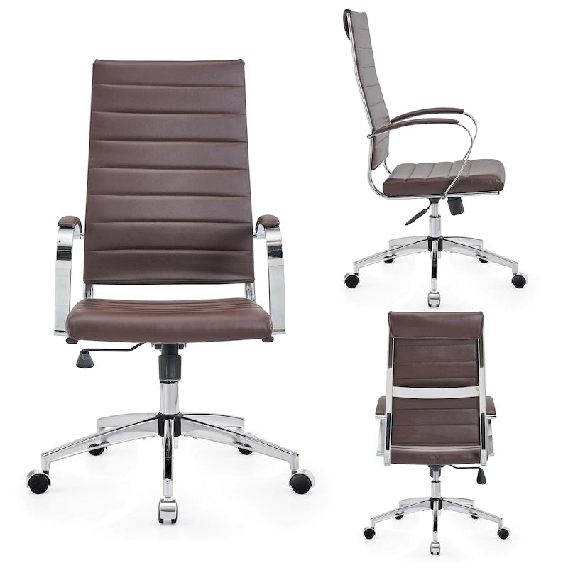 CAROCC Chaise de Bureau Informatique Côtelée, Réglable, Pivotante, Dossier Haut