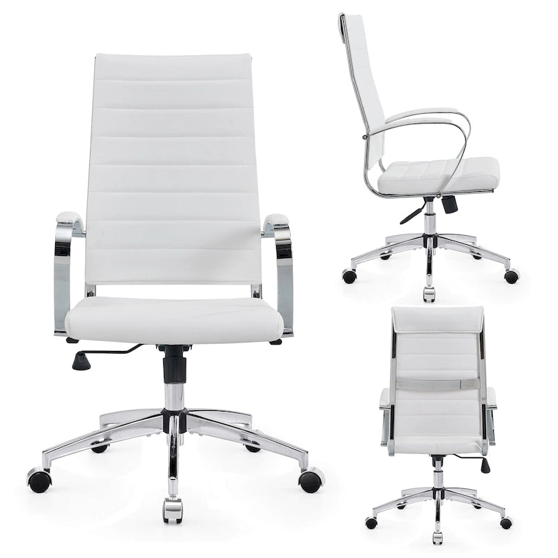 CAROCC Chaise de Bureau Informatique Côtelée, Réglable, Pivotante, Dossier Haut
