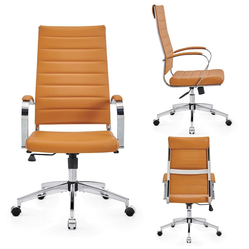 CAROCC Chaise de Bureau Informatique Côtelée, Réglable, Pivotante, Dossier Haut