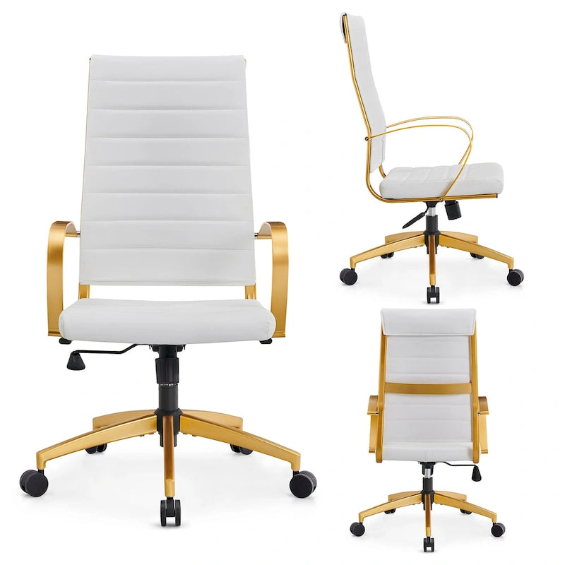 CAROCC Chaise de Bureau Informatique Côtelée, Réglable, Pivotante, Dossier Haut