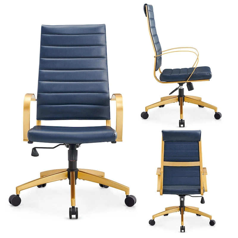 CAROCC Chaise de Bureau Informatique Côtelée, Réglable, Pivotante, Dossier Haut