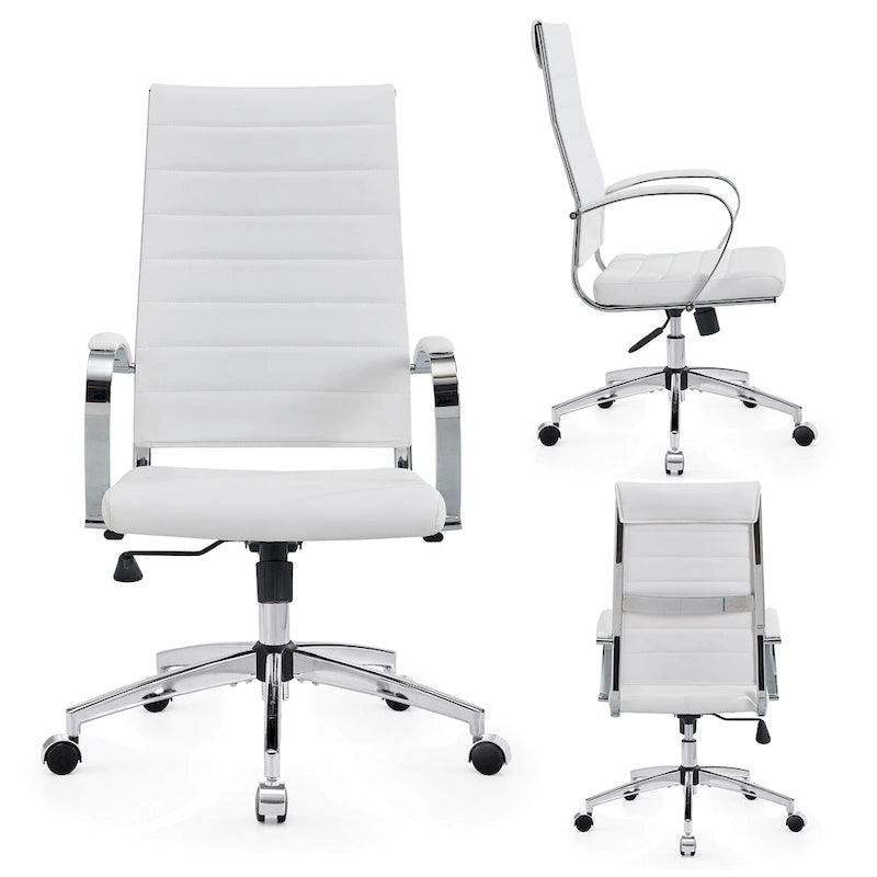 CAROCC Chaise de Bureau Informatique Côtelée, Réglable, Pivotante, Dossier Haut