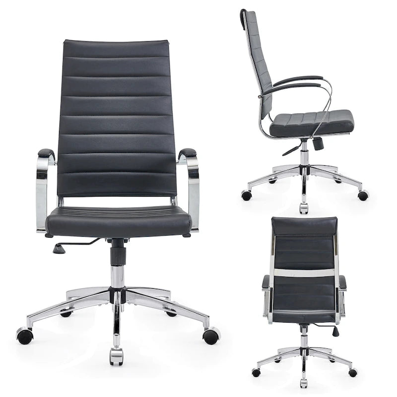 CAROCC Chaise de Bureau Informatique Côtelée, Réglable, Pivotante, Dossier Haut