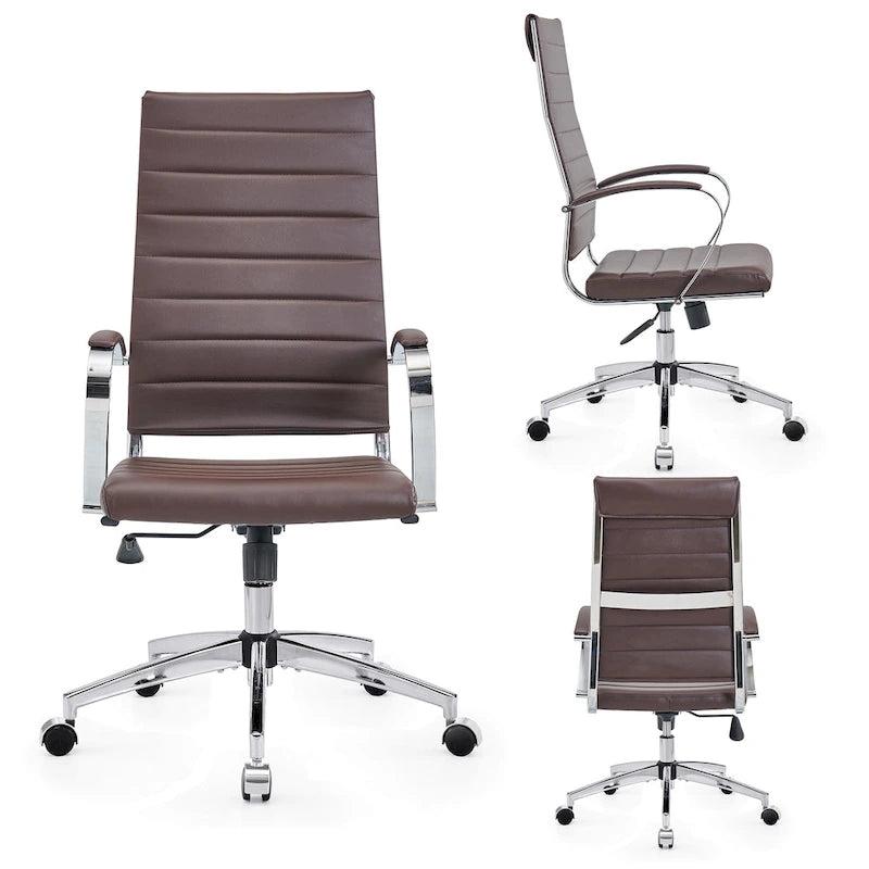 CAROCC Chaise de Bureau Informatique Côtelée, Réglable, Pivotante, Dossier Haut