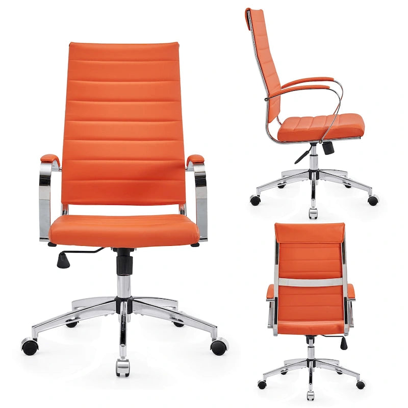 CAROCC Chaise de Bureau Informatique Côtelée, Réglable, Pivotante, Dossier Haut