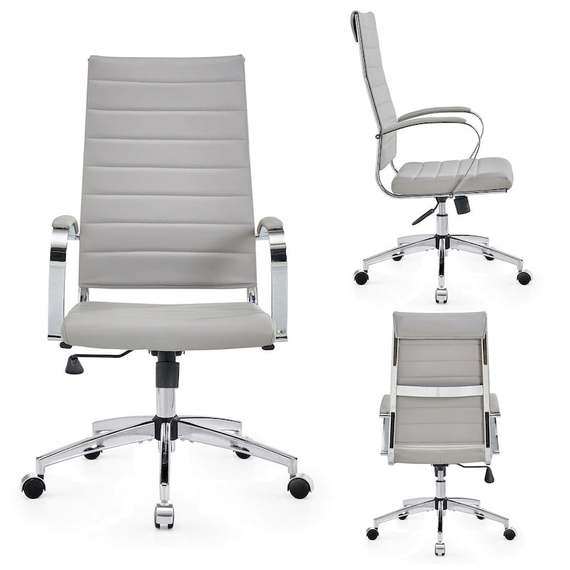 CAROCC Chaise de Bureau Informatique Côtelée, Réglable, Pivotante, Dossier Haut