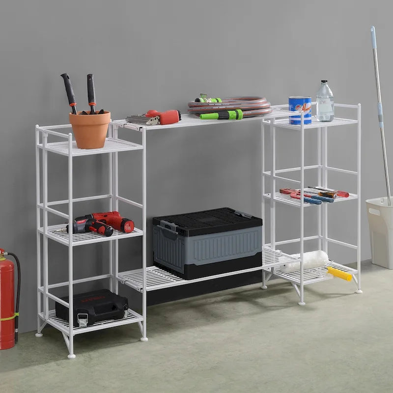 Étagères pliantes métalliques à 3 niveaux Xtra Storage avec lot de 2 étagères d'extension de luxe