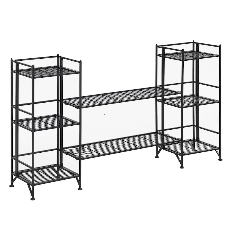 Étagères pliantes métalliques à 3 niveaux Xtra Storage avec lot de 2 étagères d'extension de luxe
