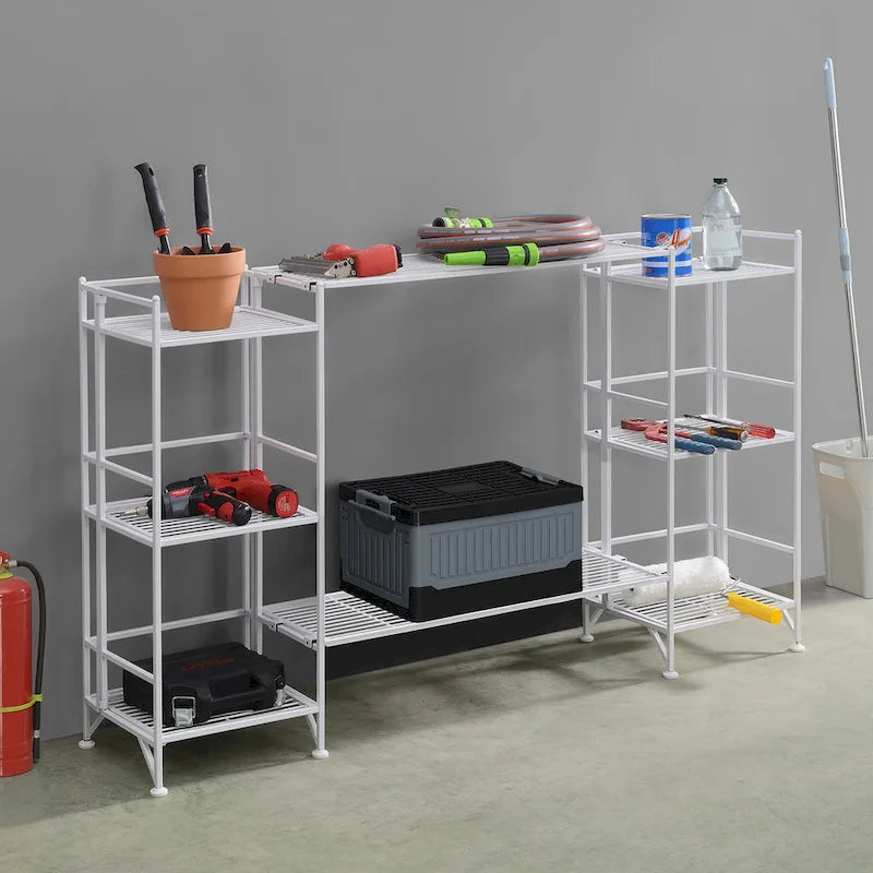 Étagères pliantes métalliques à 3 niveaux Xtra Storage avec lot de 2 étagères d'extension de luxe