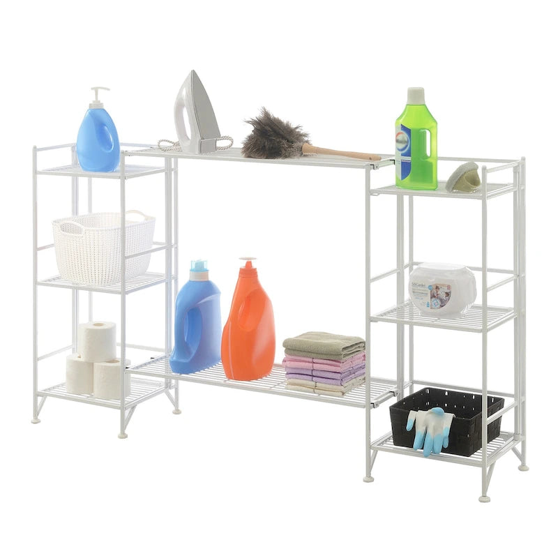 Étagères pliantes métalliques à 3 niveaux Xtra Storage avec lot de 2 étagères d'extension de luxe