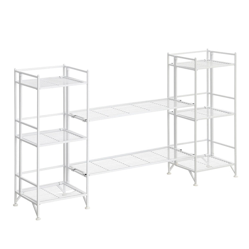 Étagères pliantes métalliques à 3 niveaux Xtra Storage avec lot de 2 étagères d'extension de luxe