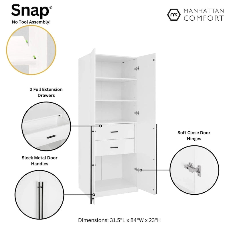 Manhattan Comfort Lee Armoire Garde-robe Autoportante Moderne 1.0