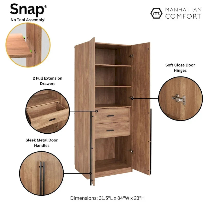 Manhattan Comfort Lee Armoire Garde-robe Autoportante Moderne 1.0