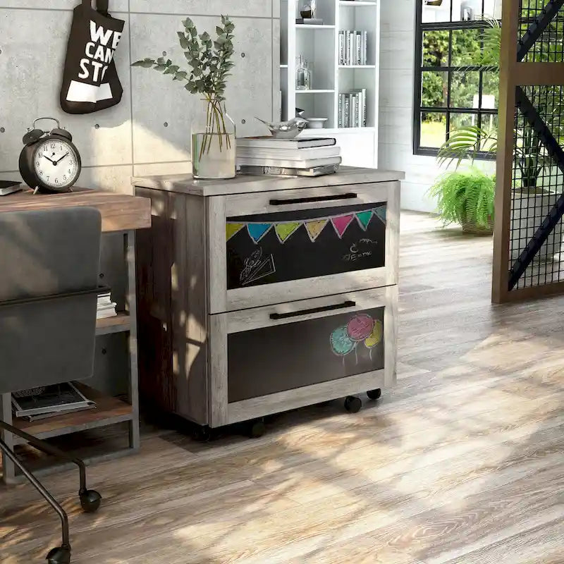 Classeur 2 tiroirs rustique gris DH BASIC de Denhour