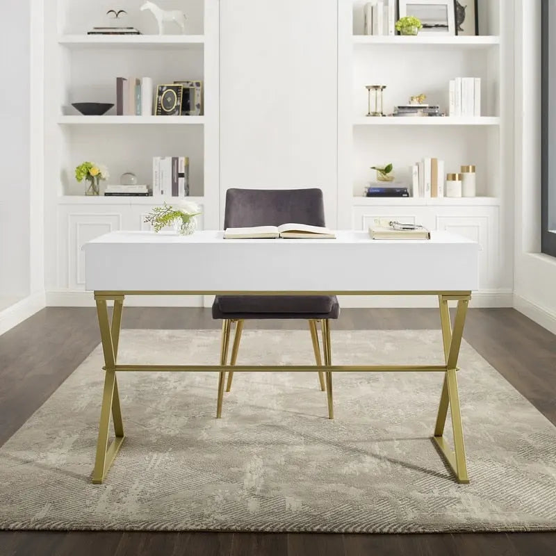 Bureau de campagne Silver Orchid Lerch à deux tiroirs