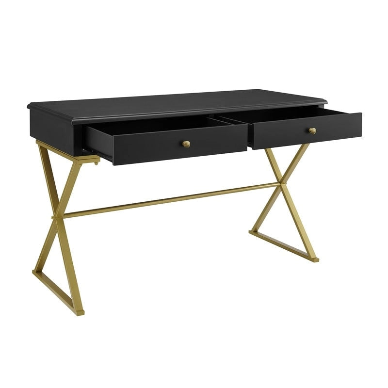 Bureau de campagne Silver Orchid Lerch à deux tiroirs