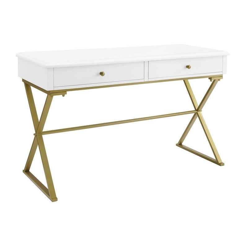 Bureau de campagne Silver Orchid Lerch à deux tiroirs