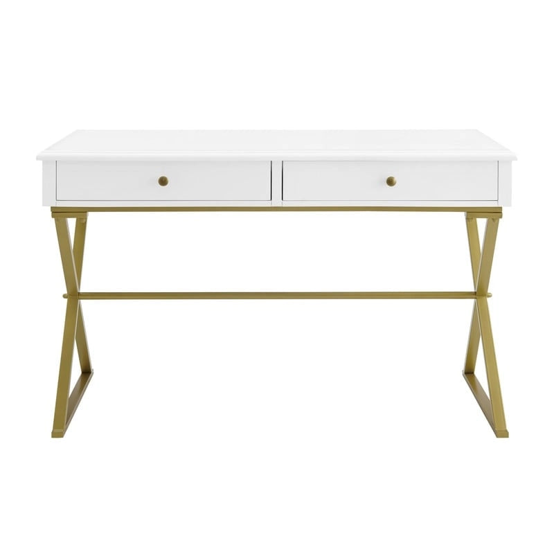 Bureau de campagne Silver Orchid Lerch à deux tiroirs