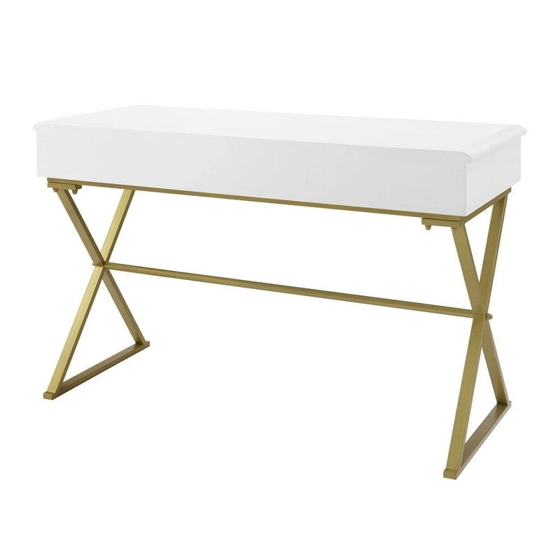 Bureau de campagne Silver Orchid Lerch à deux tiroirs
