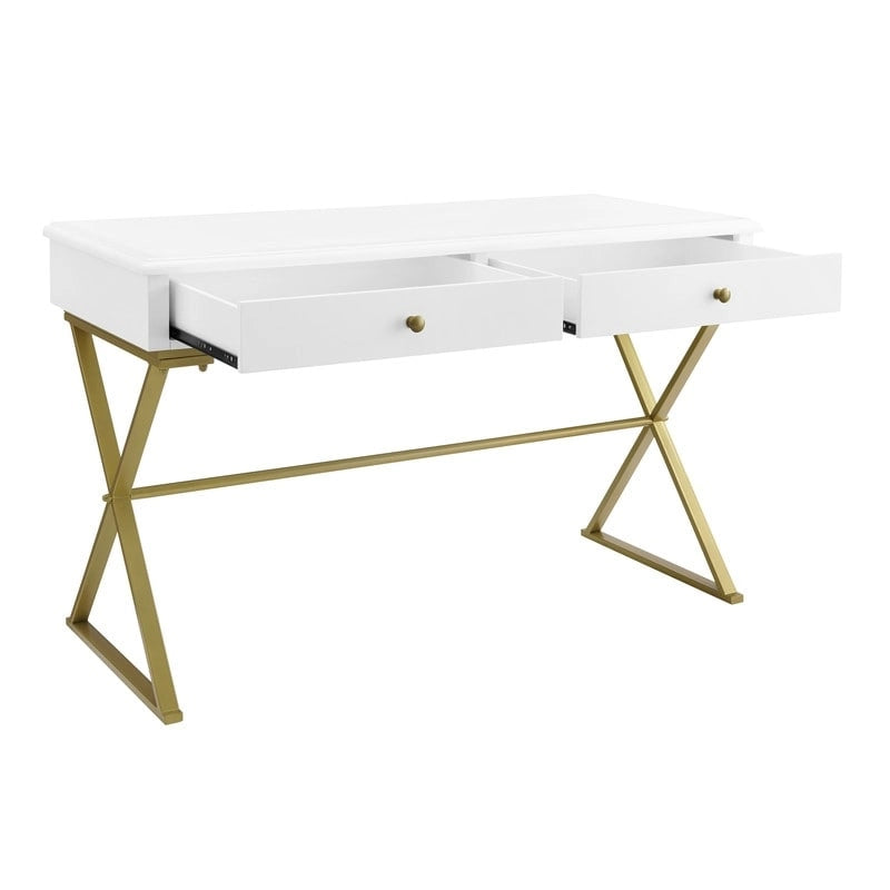 Bureau de campagne Silver Orchid Lerch à deux tiroirs
