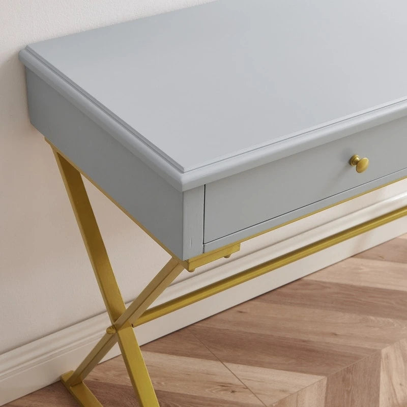 Bureau de campagne Silver Orchid Lerch à deux tiroirs