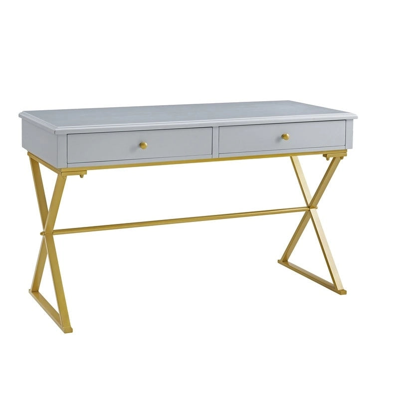 Bureau de campagne Silver Orchid Lerch à deux tiroirs