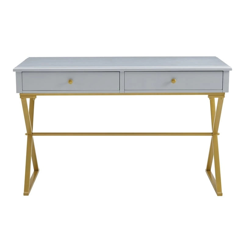 Bureau de campagne Silver Orchid Lerch à deux tiroirs