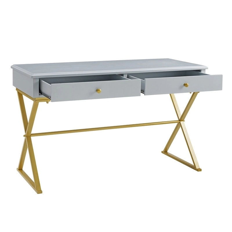 Bureau de campagne Silver Orchid Lerch à deux tiroirs
