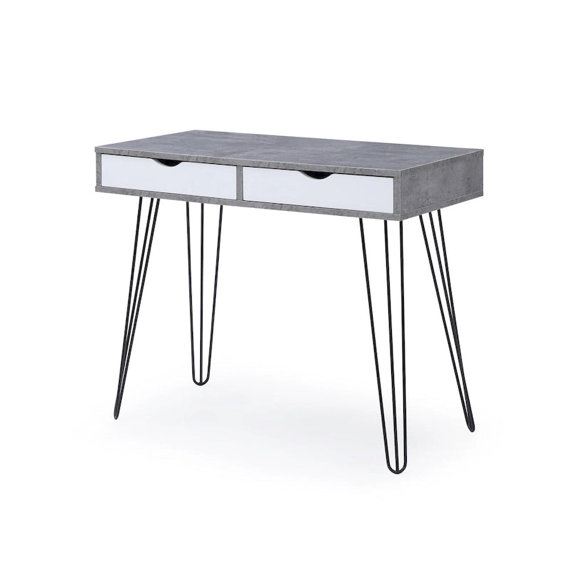 Bureau de télétravail Laurel Grey de style Mid-century Modern à 2 tiroirs