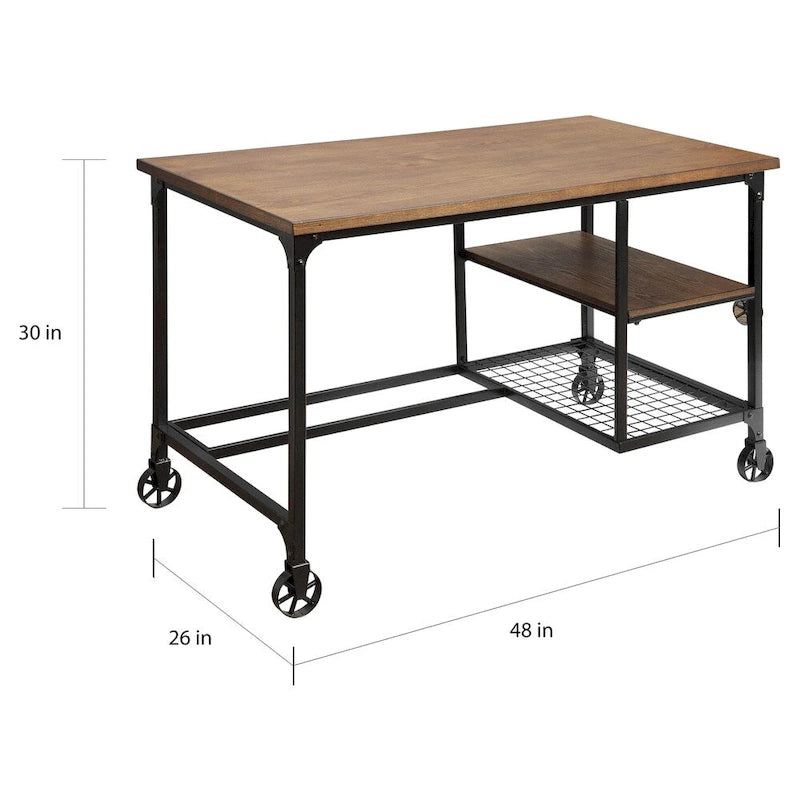 Bureau d'ordinateur en métal Ursa Industrial Oak de 48 pouces de Furniture of America