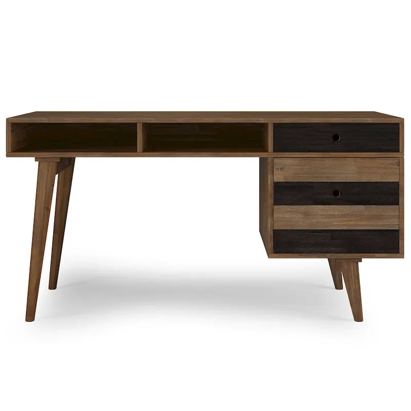 WYNDENHALL Wright Bureau contemporain en BOIS MASSIF de 60 pouces de large avec tiroirs, couleur Marron vieilli naturel rustique