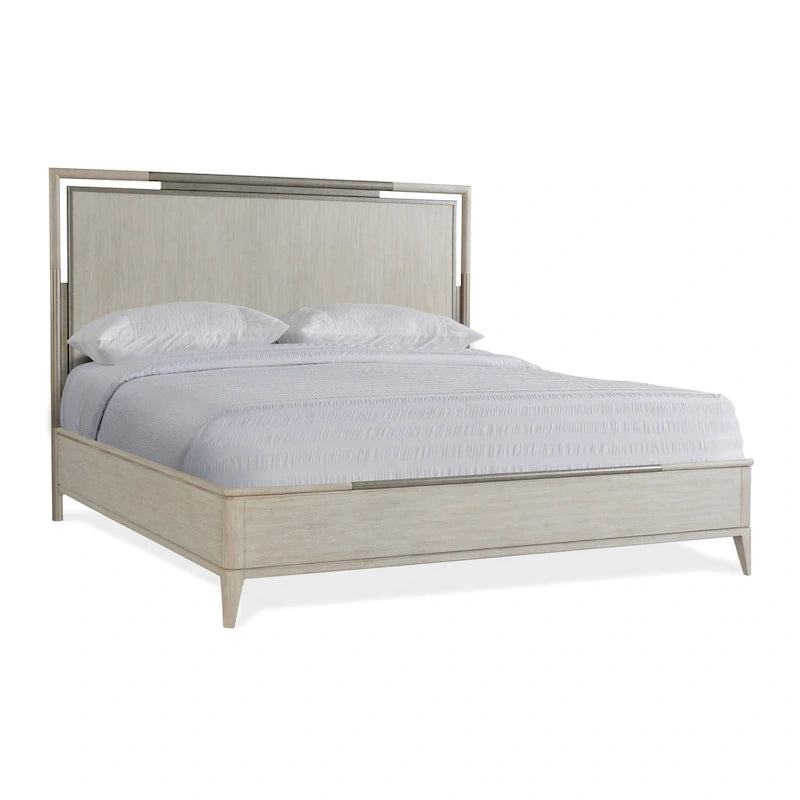 Lit à panneaux Roundhill Furniture Mantalia en bois massif avec cadre en métal, champagne