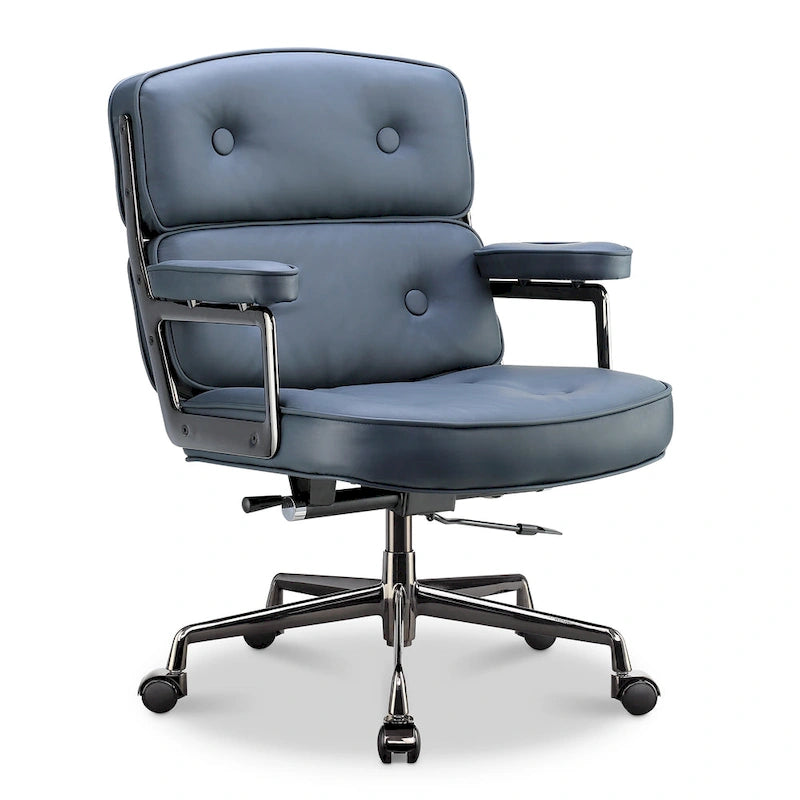 Chaise de bureau ergonomique en cuir avec support lombaire réglable en hauteur Lobby