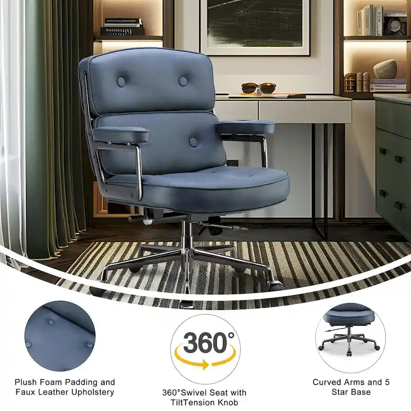 Chaise de bureau ergonomique en cuir avec support lombaire réglable en hauteur Lobby