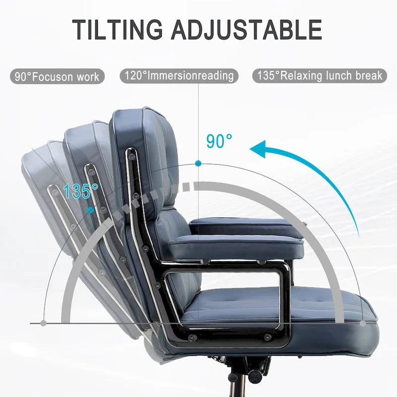 Chaise de bureau ergonomique en cuir avec support lombaire réglable en hauteur Lobby