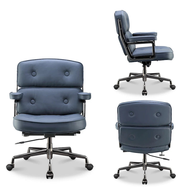 Chaise de bureau ergonomique en cuir avec support lombaire réglable en hauteur Lobby