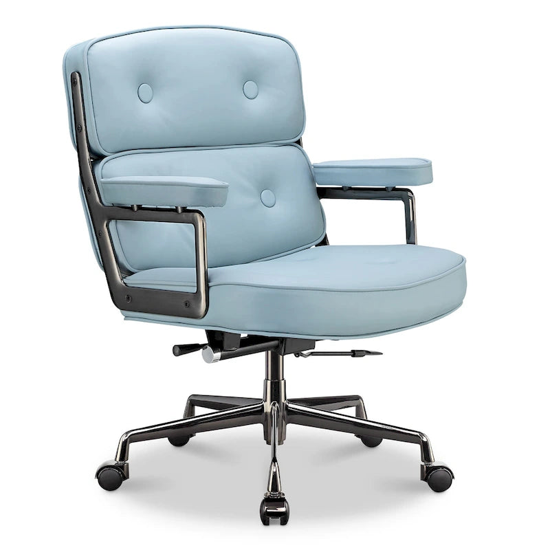Chaise de bureau ergonomique en cuir avec support lombaire réglable en hauteur Lobby