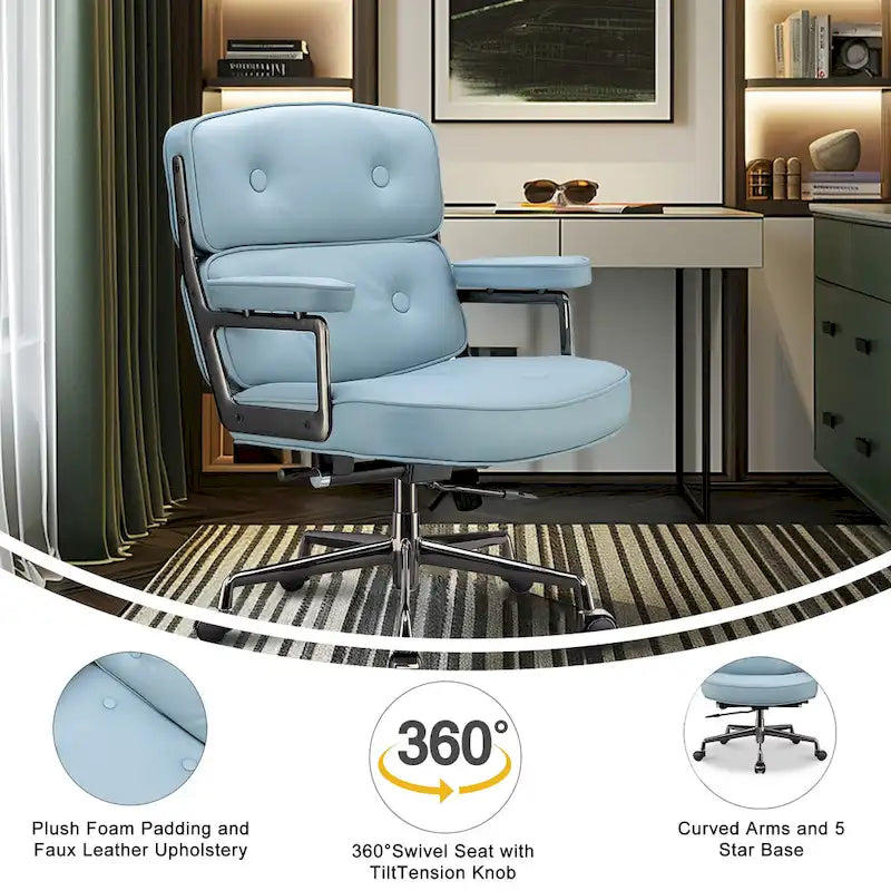 Chaise de bureau ergonomique en cuir avec support lombaire réglable en hauteur Lobby