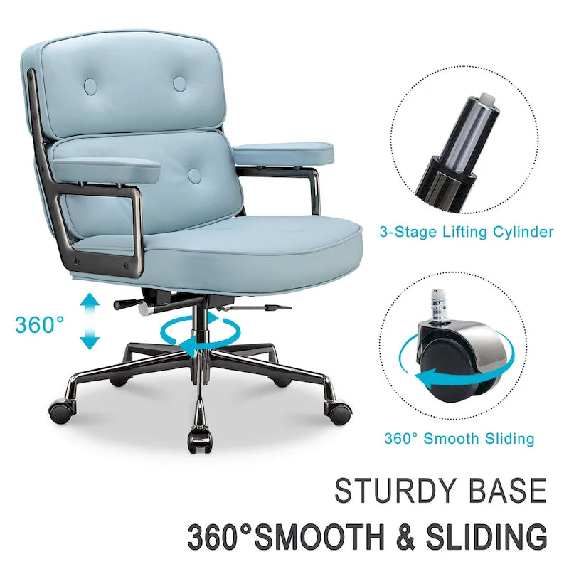 Chaise de bureau ergonomique en cuir avec support lombaire réglable en hauteur Lobby