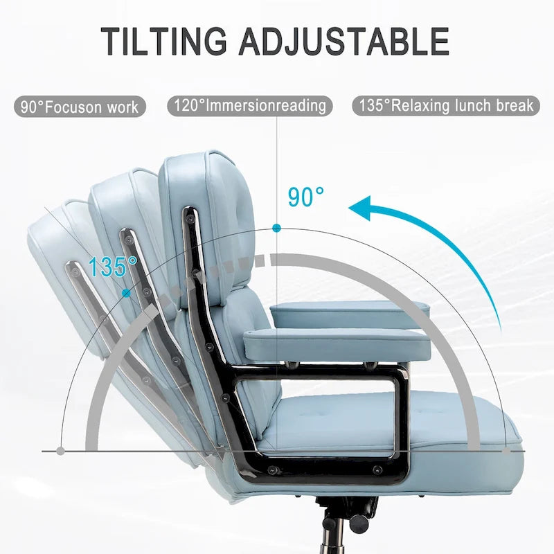 Chaise de bureau ergonomique en cuir avec support lombaire réglable en hauteur Lobby