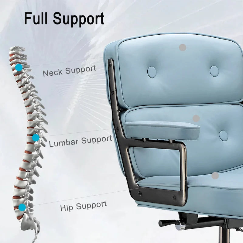 Chaise de bureau ergonomique en cuir avec support lombaire réglable en hauteur Lobby