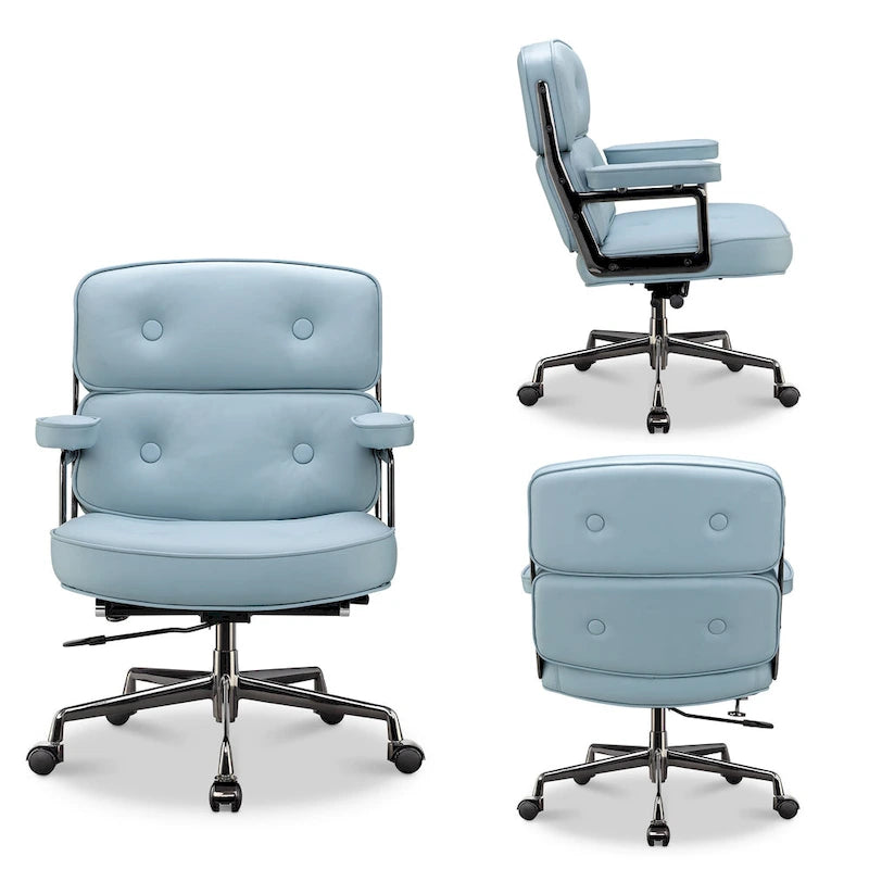 Chaise de bureau ergonomique en cuir avec support lombaire réglable en hauteur Lobby