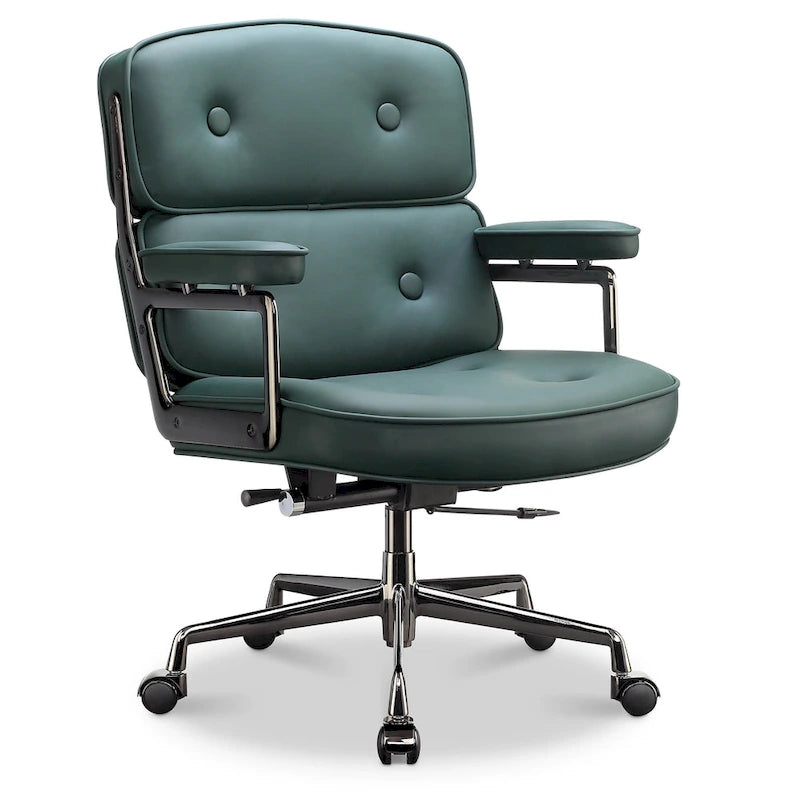 Chaise de bureau ergonomique en cuir avec support lombaire réglable en hauteur Lobby