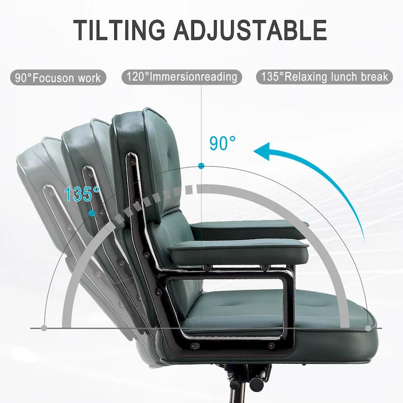Chaise de bureau ergonomique en cuir avec support lombaire réglable en hauteur Lobby