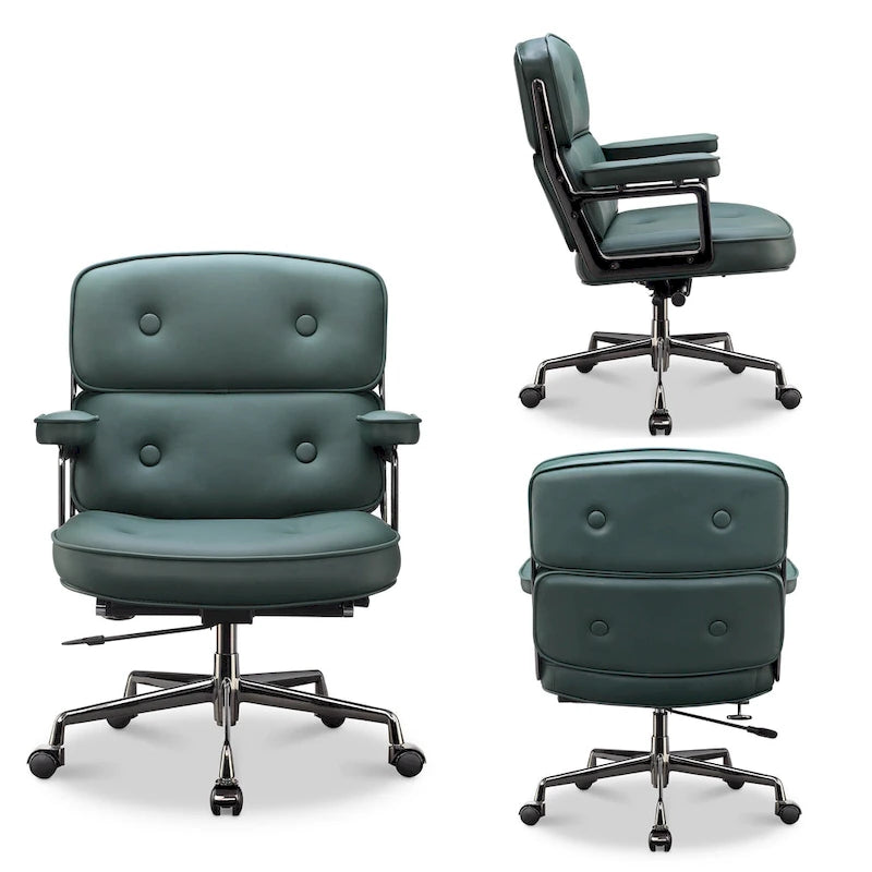 Chaise de bureau ergonomique en cuir avec support lombaire réglable en hauteur Lobby